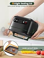 Vista 7 de Fiambrera eléctrica inalámbrica, 1.2 L, alimentada por batería, 100 W, 24000 mAh, recargable, portátil, calentador de alimentos autocalentable