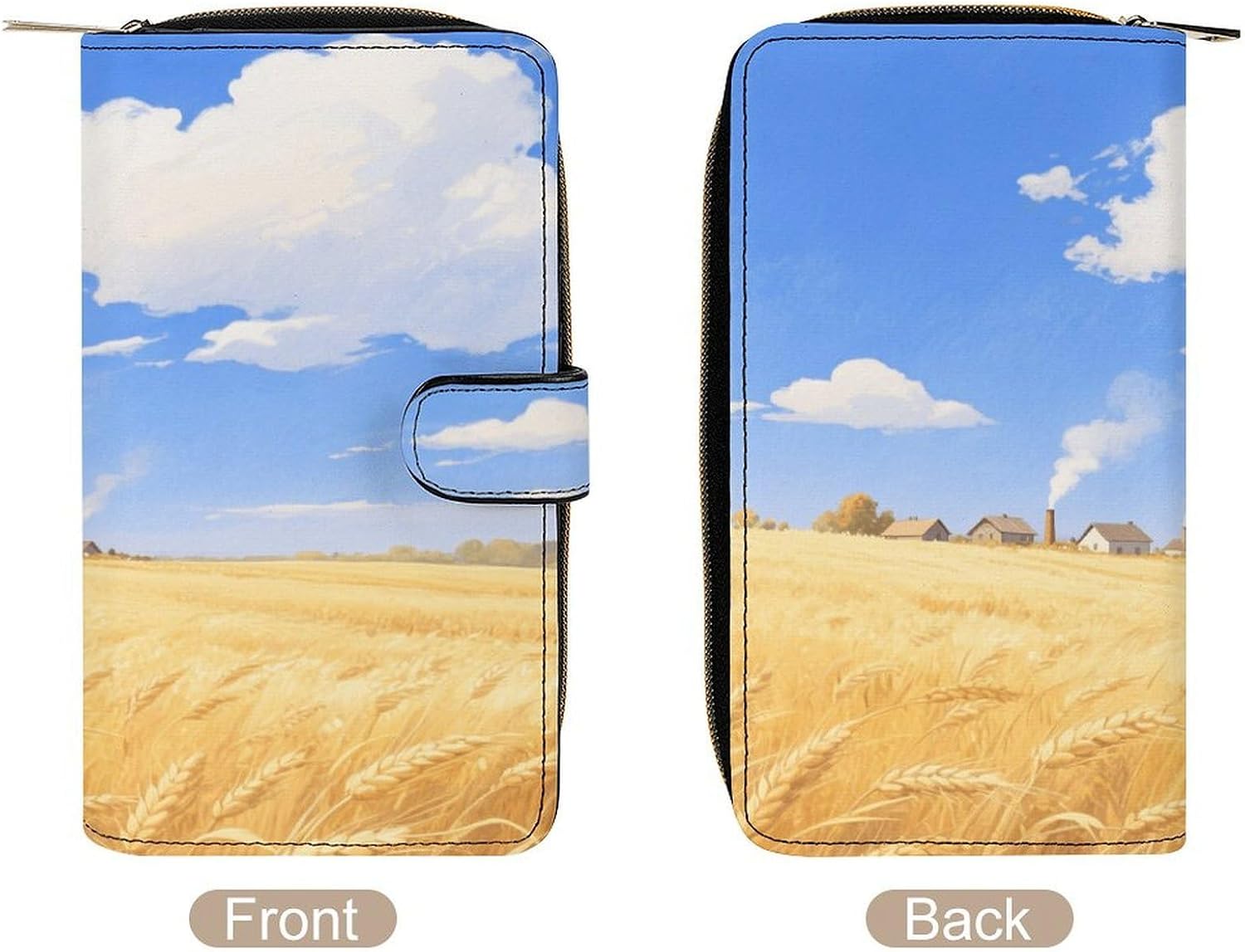 Golden Wheat Fields in Autumn Travel Wallet for Men & Women RFID Blocking Card Organizer Credit Card Holder Large Capacity