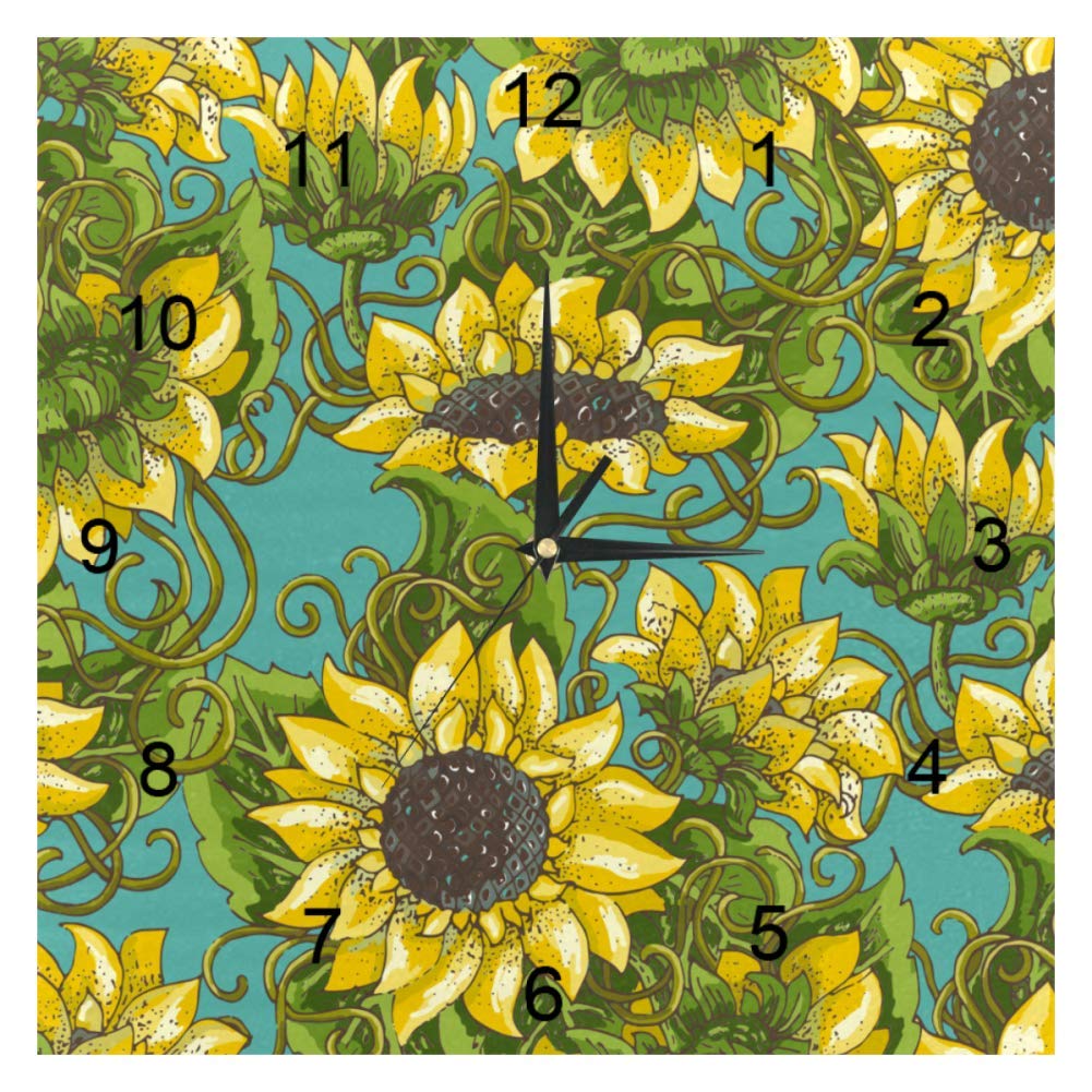 Horloge décorative pour chambre à coucher au design de tournesol ensoleillé
