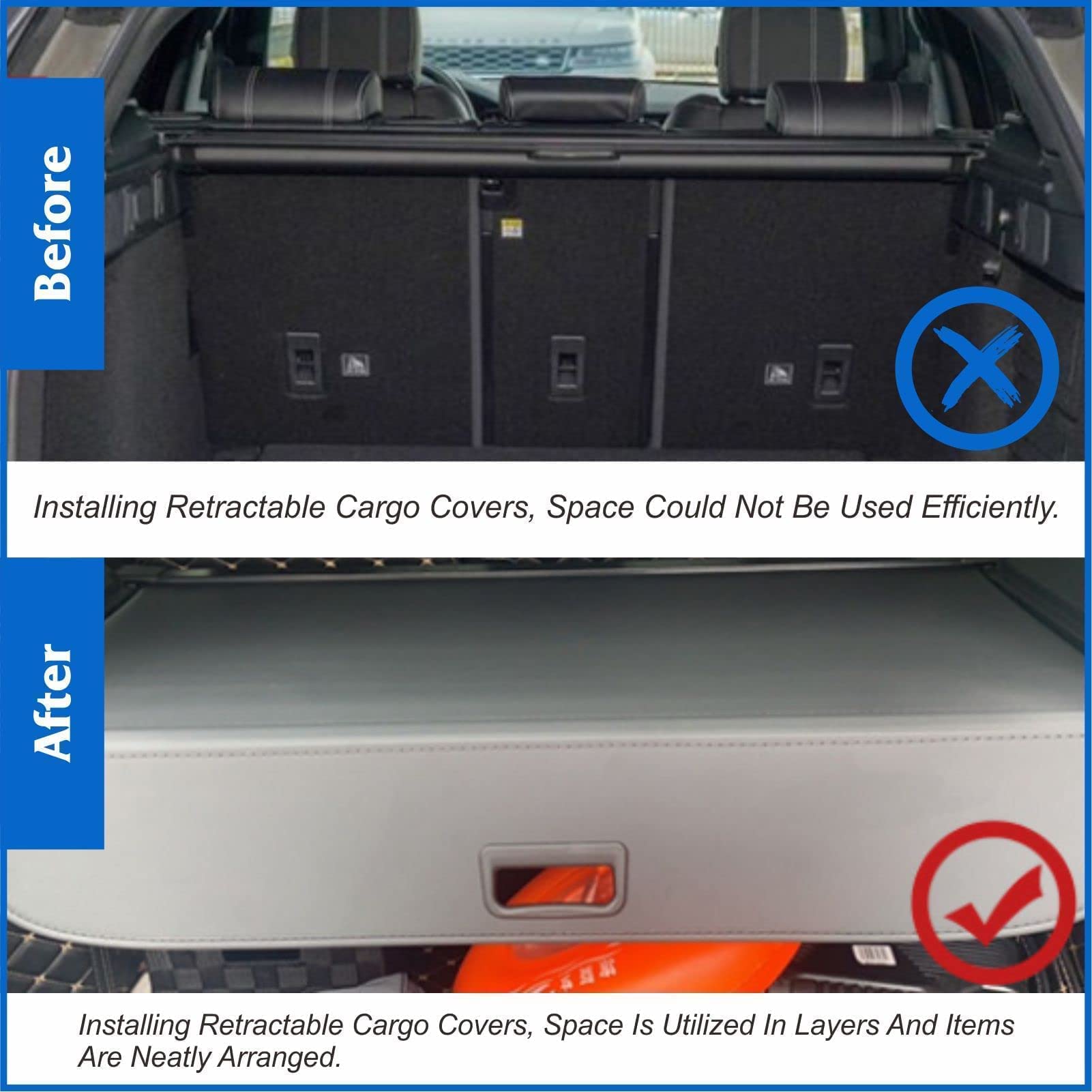 DOLKSN Retractable Rear Cargo Cover for 2020 2021 2022 2023 Tesla Model Y Retractable Cargo Security Waterproof Shade Cover