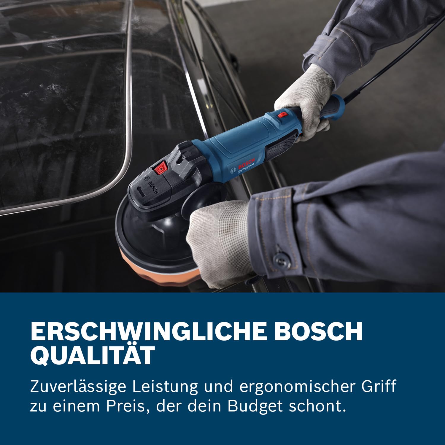 Bosch PRO Polierer GPO 11-180 S (inkl. 1x Backing Pad 180 mm, 1x Polierschwamm 180 mm,1x Zusatzhandgriff)