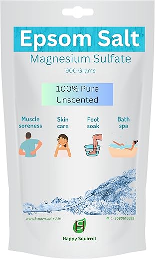Happy Squirrel Epsom Salt For Pain Relief|Epsom Salt For Foot|Epsom Salt For Bath|Bath Salt|Can Be Used For Foot Soak & Sitz Bath Tub For Fissure|Graded Pure & Unscented (Epsom…