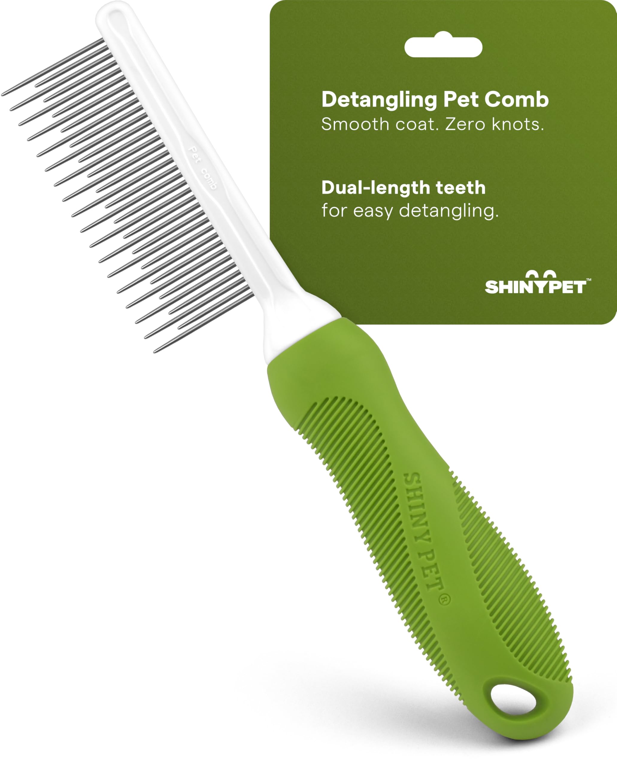 Detangling Pet Comb for Dogs & Cats - Detangler Grooming Tool with Long & Short Stainless Steel Metal Teeth for Dematting Matted Fur, Combing Out Knots, Removing Tangles from Undercoat - Ebook Guide