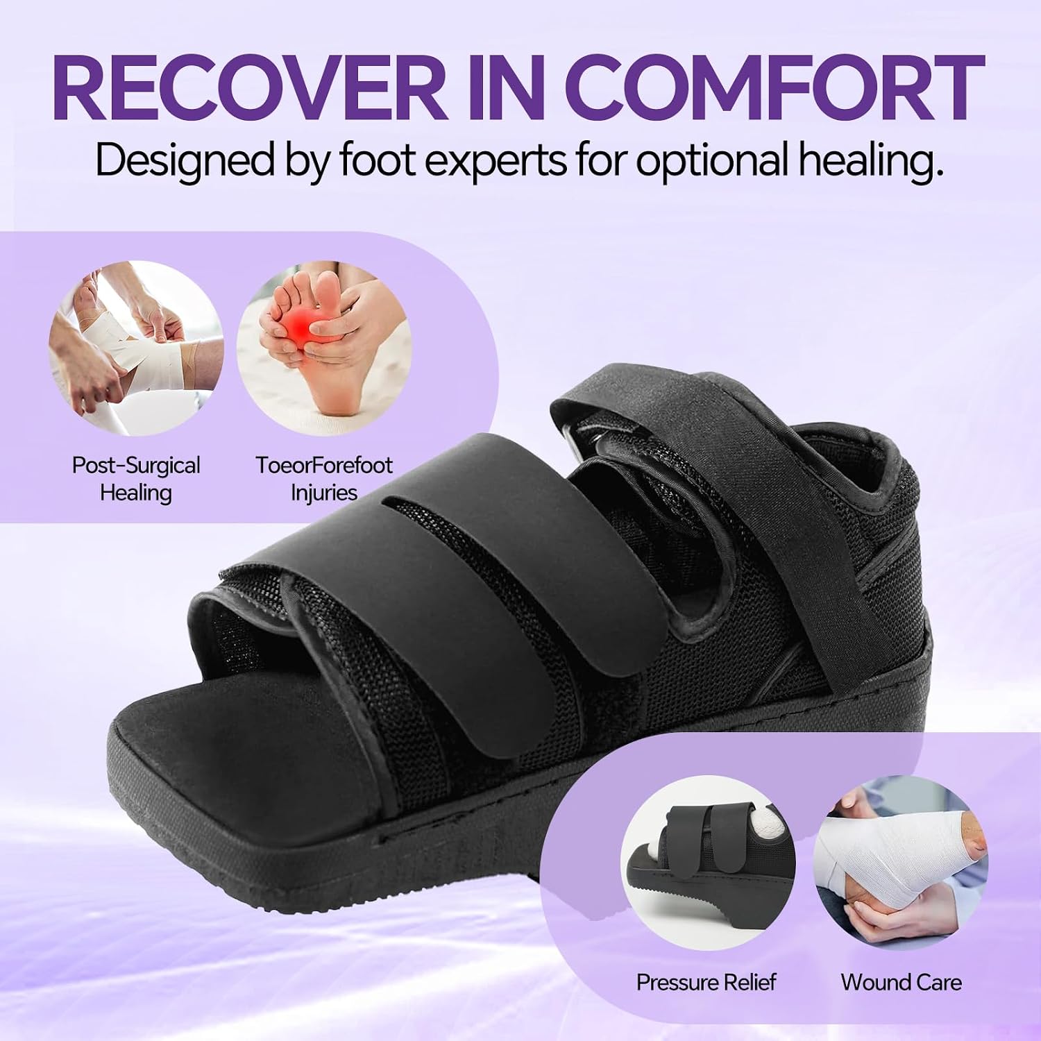 Post op Shoes for Broken Toe Surgery Forefoot Offloading Healing Boot Post Surgical Wedge Foot Splint for Surgery for Men and Women (Medium)
