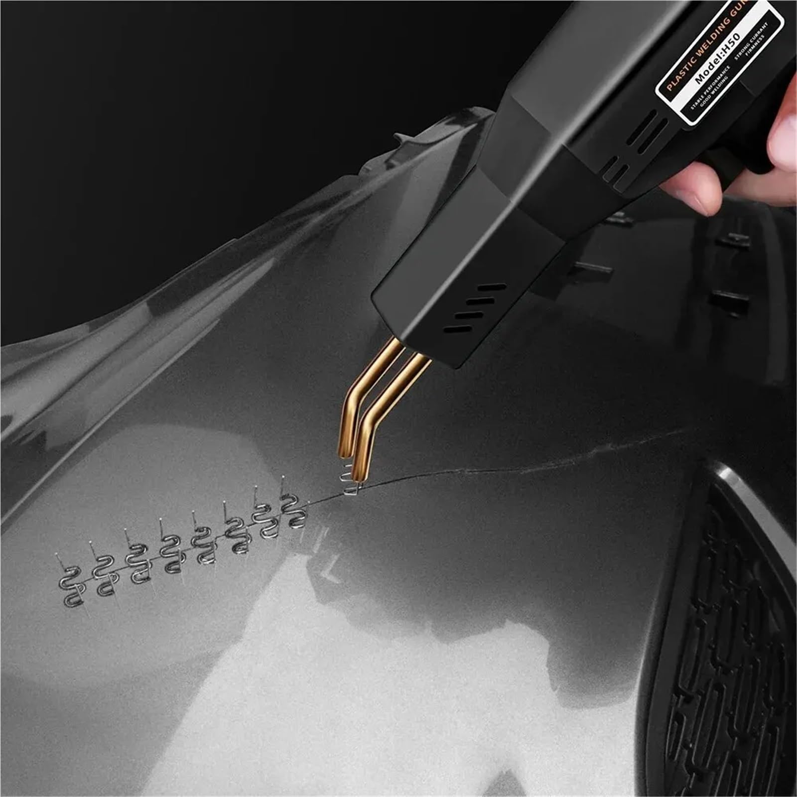 Zgrzewarka do plastiku 50W pistolet do spawania tworzyw sztucznych samochodu 200/1000 szt. Gorące zszywki nadwozia samochodowego zderzak spawanie(Black 200Pcs)