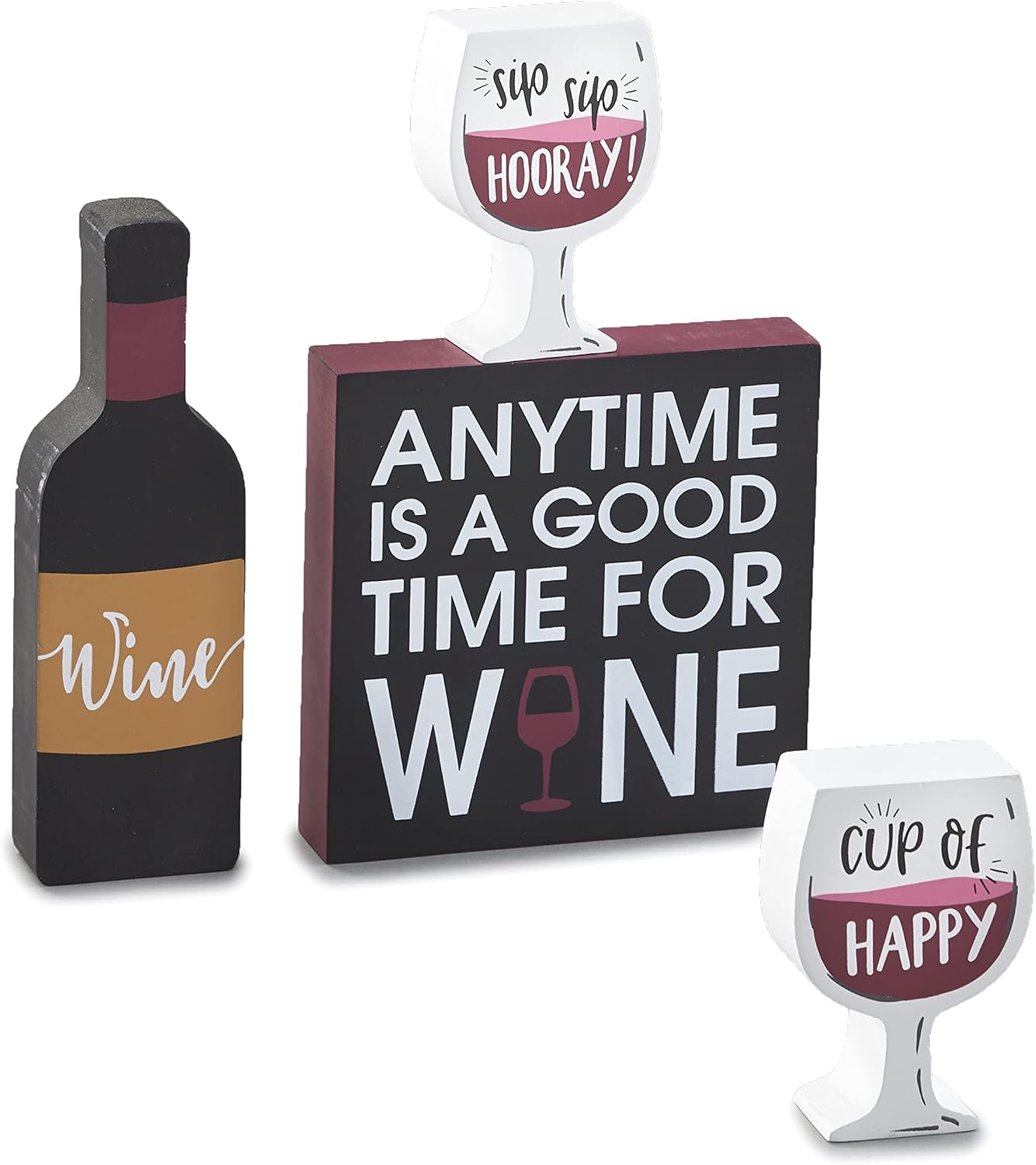 Wooden Sign Set - Wall Plaque Home Decor,- Wine