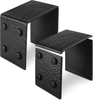 CroBlissful 2 Set 8" x 8" Black Hammered Beam Strap for 7.5" Faux Wood Beams, Rustic Iron Style Rubber Strapping for Ceiling, Decorative Metal Look Accessories for Heritage Timber