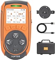 TopTes Guard-863Pro 4-Gas Detector: H2S, CO, LEL, O2 Monitor w/ 5-Year O2 Sensor, TFT Screen, 18H Battery, USB Export