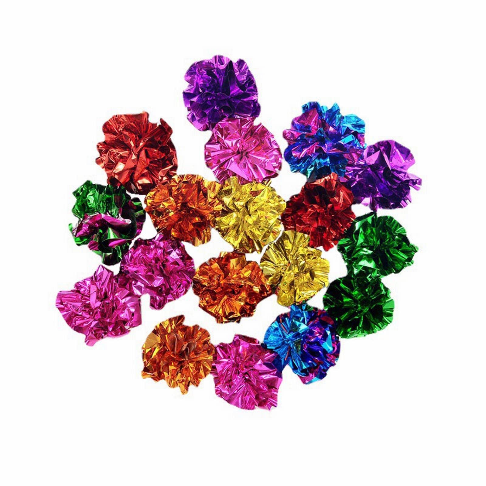 Corlidea 12 Pack Colourful Crinkle Foil Balls Cat Interactive Toy Cat Sound Paper Mylar Balls Playful Puppy Puzzle