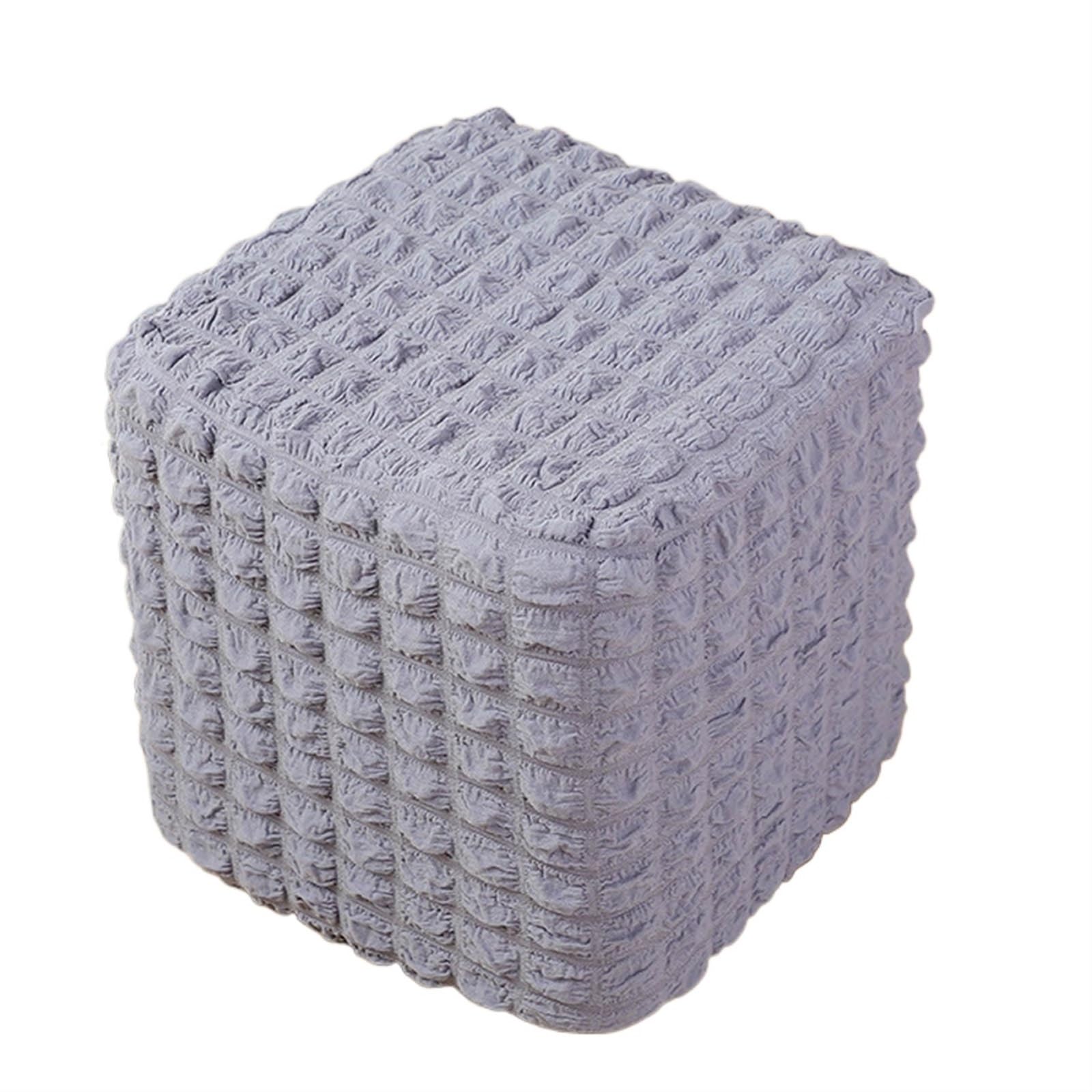 YXINAER Foot Stool Cover Elastic Ottoman Slipcover, Square Removable Footstool Footrest Cover for Office And Home(Light Gray)