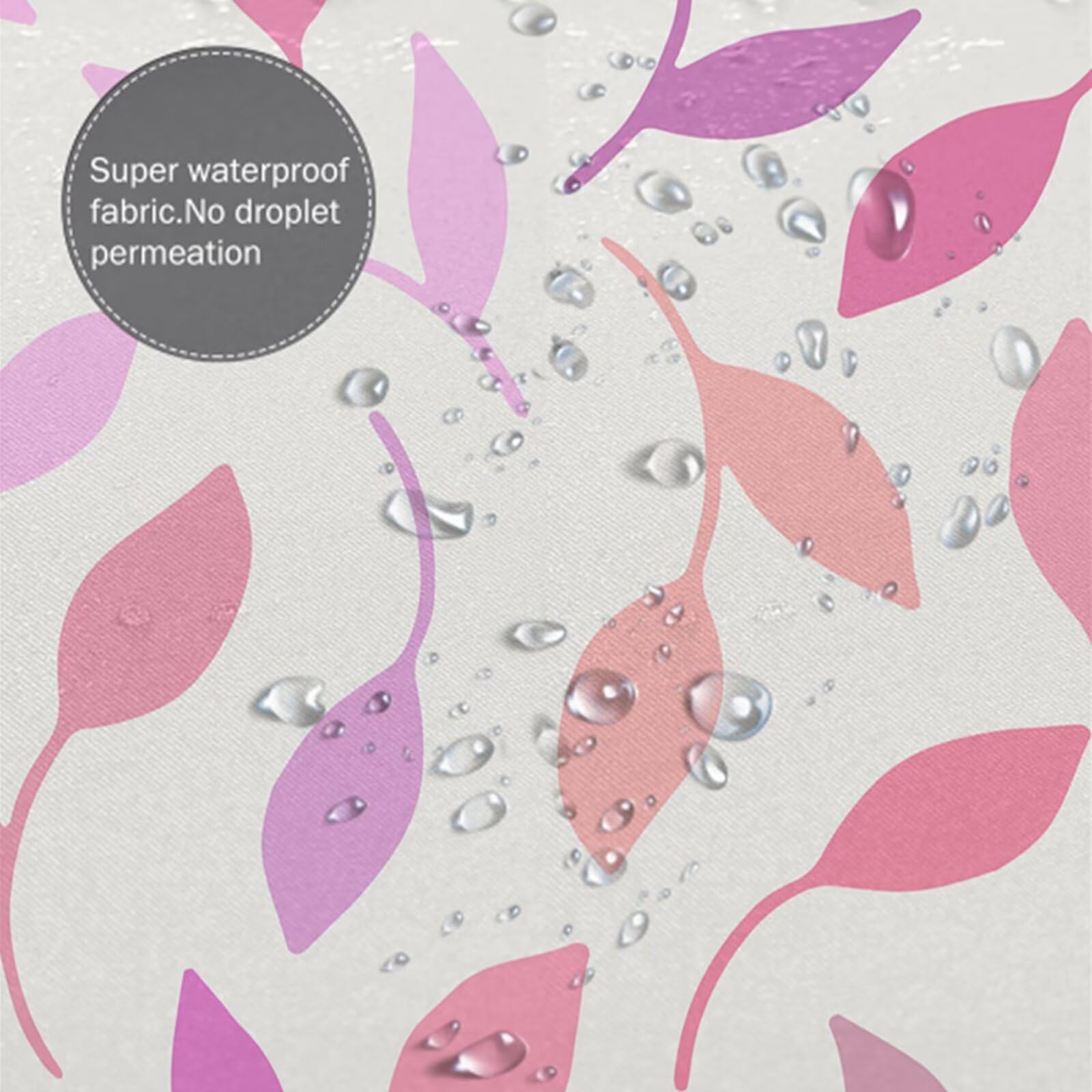 Rideau de Douche 240x180 cm - Tissu Polyester Imperméable Anti-Moisissure - 12 Anneaux Inclus - Ourlet Lesté pour Stabilité - Lavable en Machine - Idéal de Baignoire et Douche - Rose & Feuille Y1#520