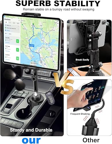 Miniatura 5 de Soporte para portavasos para iPad de alta resistencia ajuste de altura soporte de metal para portavasos de brazo largo de metal, soporte para