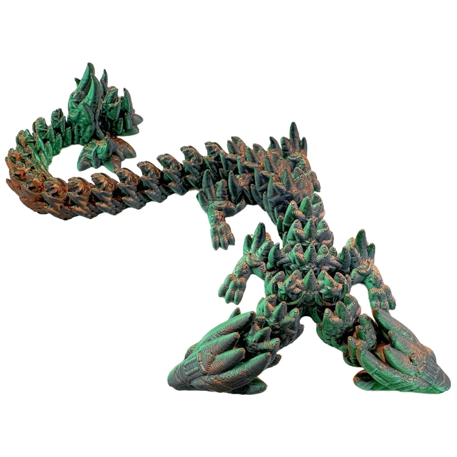 Printed Dragon | Articulated Dragon | 3D Printed Fidget Toys | Fully Articulated Crystal Dragon | Unique Fidget Toy Dragon Shape | Executive Desk Dinosaurs Toys |Double Head Toy Dragon Animal For