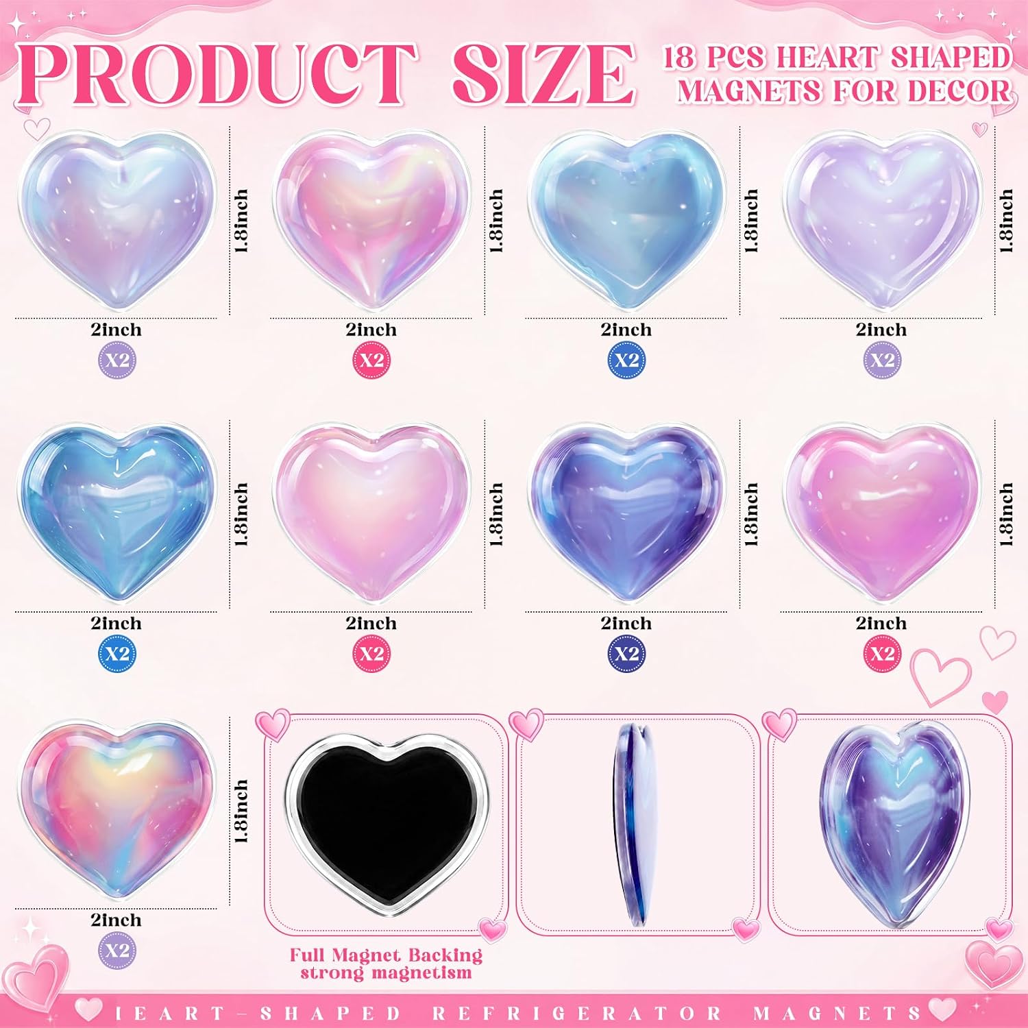 Fridge Magnets Decoration, 18 Pcs, K-pop Heart image 2
