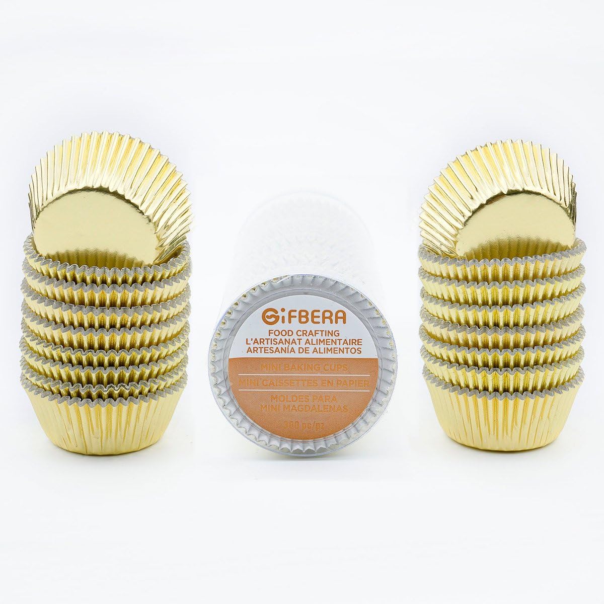 Gifbera Gold Foil Mini Cupcake Liners Small Muffin Baking Cups 300-Count