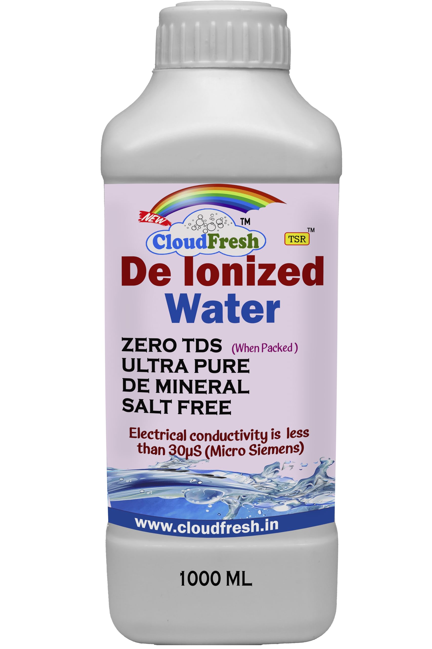 CloudFresh Premium Deionized Water 1 Liter | Demineralized Water for Lab, Automotive, Electronics | Ultra-Pure Formula, Ideal for Steam Irons, Batteries | Distilled for Maximum Purity (B0CSSRZTRS) Amazon Price History, Amazon Price Tracker