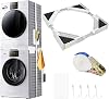 Washer Dryer Stacking Kit Universal, Washing Machine Stacking Kits with 8 Anti Vibration Foot Pads and Ratchet Ropes, Adjustable Frame for 44.5-70 CM Stackable WasherDryer with 4 Hooks, White