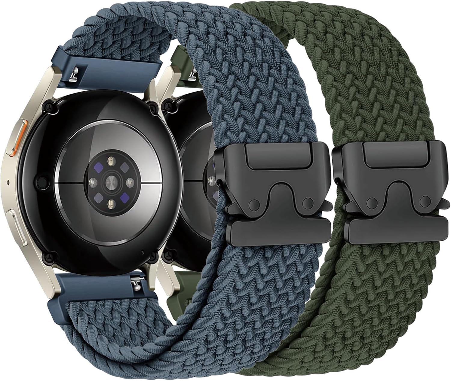 2 Pack Braided Bands for Samsung Galaxy Watch 7 6 5 4 FE Band 40mm 44mm/6 Classic 43mm 47mm/4 Classic 42mm 46mm/5 Pro/Active 2,20mm Elastic Nylon Sport Strap for Garmin Vivoactive 6/5/3 Women Men