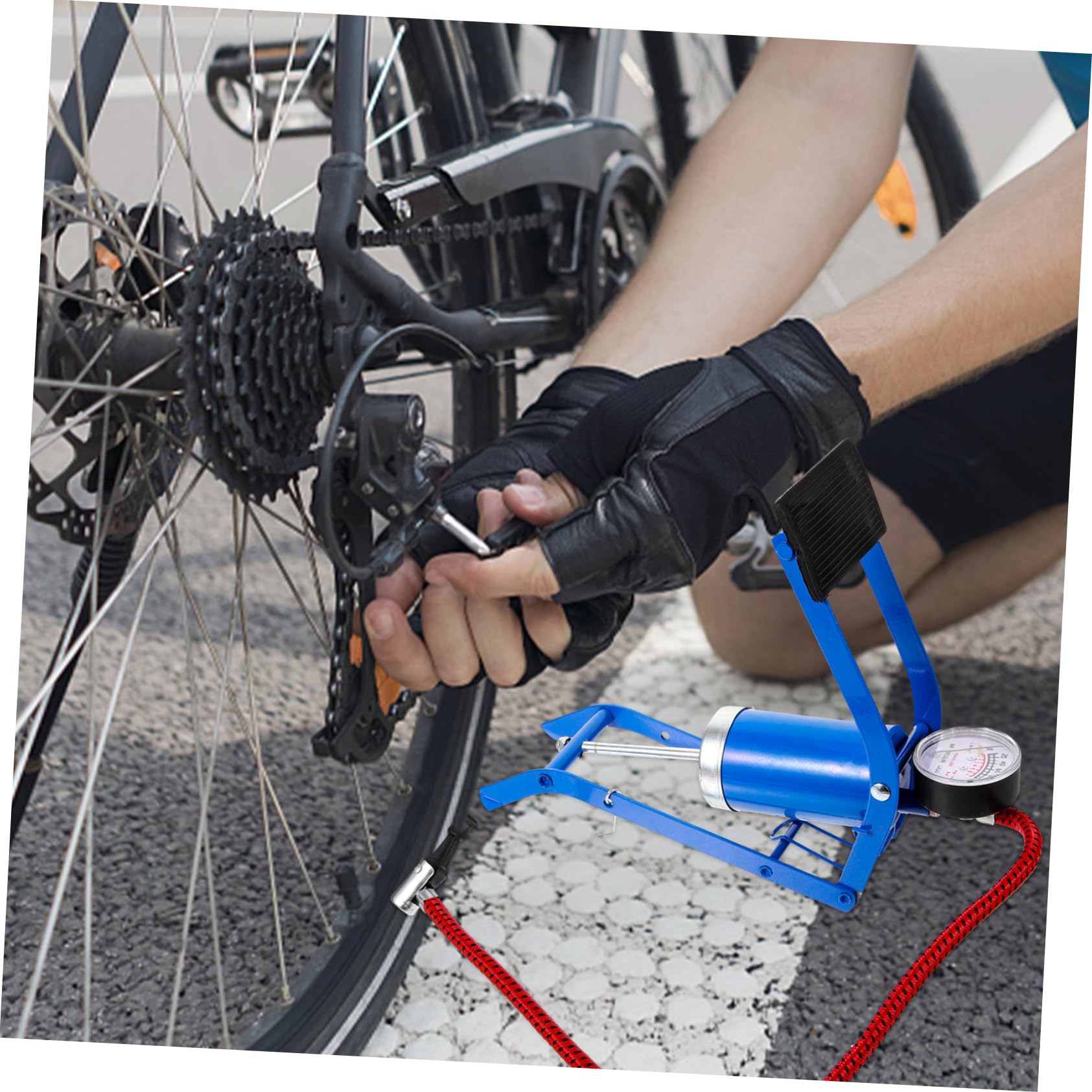 TOYANDONA Hochdruck-Fußpumpe Reifenpumpe Pumpbike Luft Fahrradpumpen für Fahrräder Reifeninflator Standpumpe für Fahrradreifen Standpumpen Inflator Bodenpumpe Eisen Blau