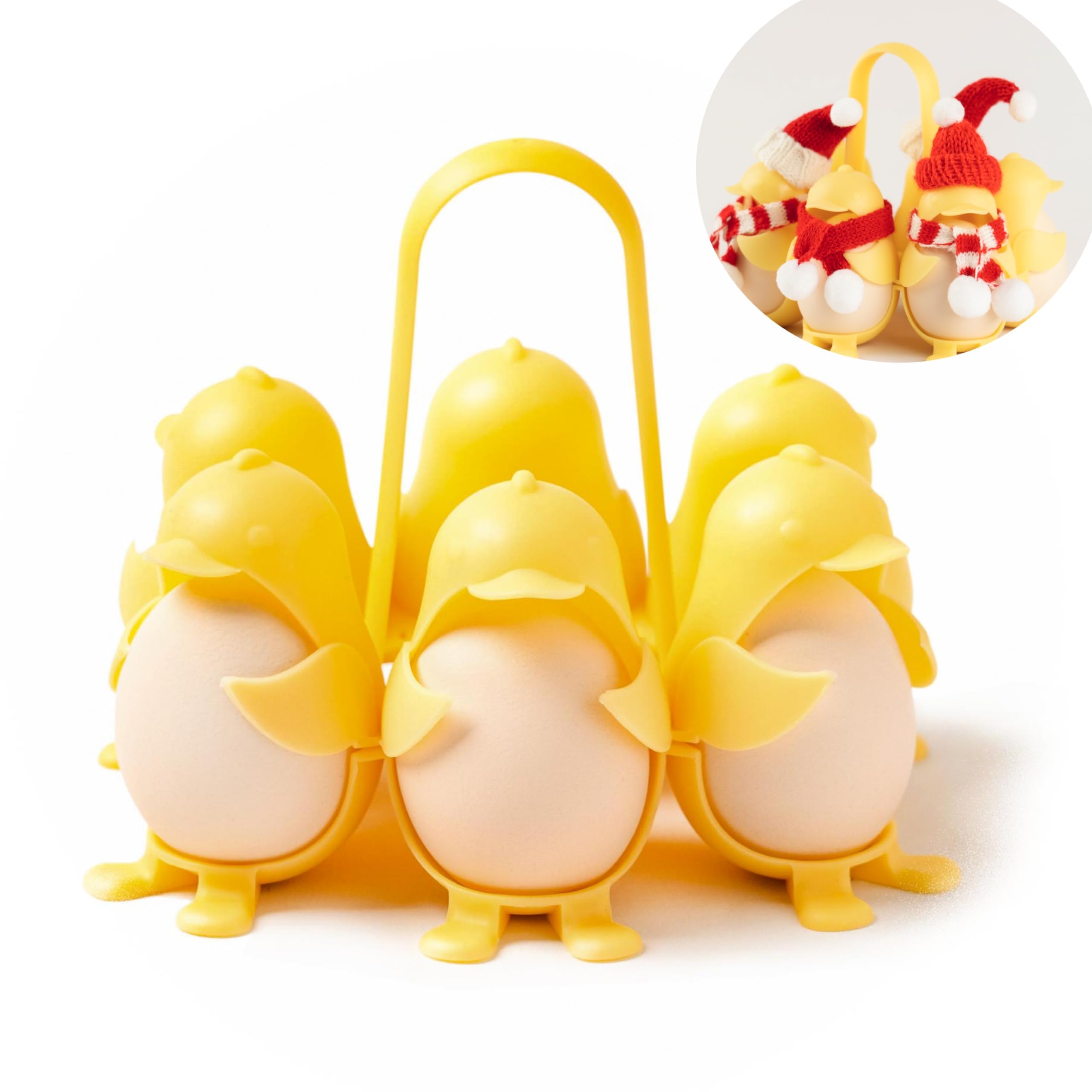 YELLOW DUCK DESIGN, Cooks 6 Eggs at a Time Dishwasher Safe, Hard Boiled Egg Holder, Makes Hard or Soft Boiled Eggs