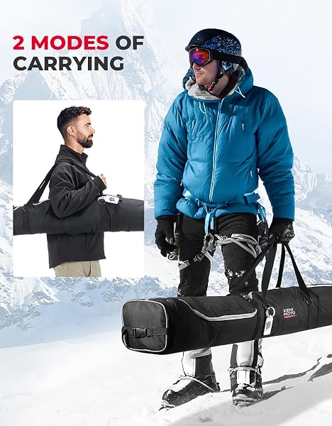 KEMIMOTO Borsa da sci per sci fino a 200 cm, ergonomica, borsa da sci impermeabile con griglia di ventilazione, robusta borsa da sci per sci - 3