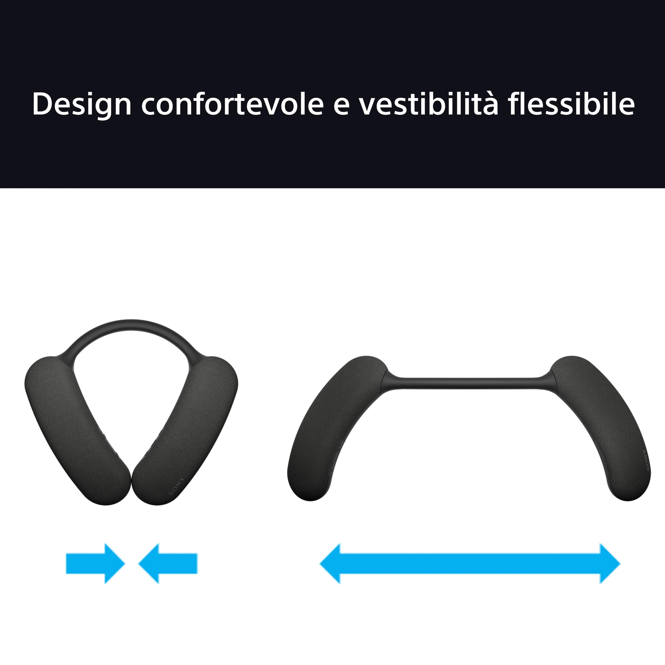 Sony BRAVIA Theatre U – Dolby Atmos® neckband speaker, Wireless, Bluetooth®, connessione multipoint, gaming menu per PS5, 360 Spatial Sound Personaliser, 12h Batteria, HT-AN7