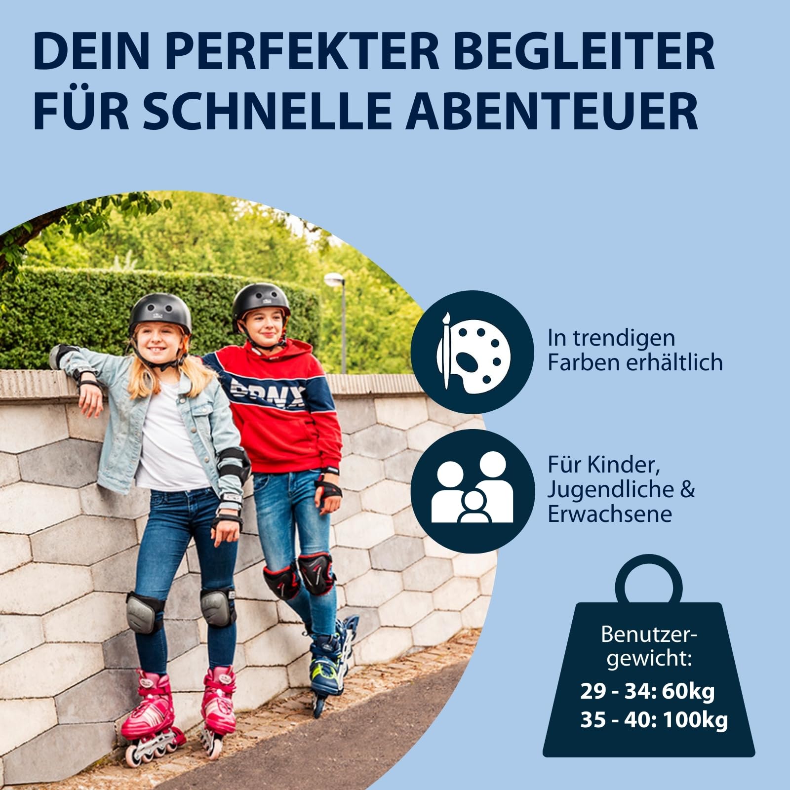 HUDORA Inline Skates Comfort - Inliner für Kinder & Jugendliche in versch. Größen - Roller Skates bis zu 6 Größen in Weite & Länge verstellbar - atmungsaktive Freizeit Inline Skates