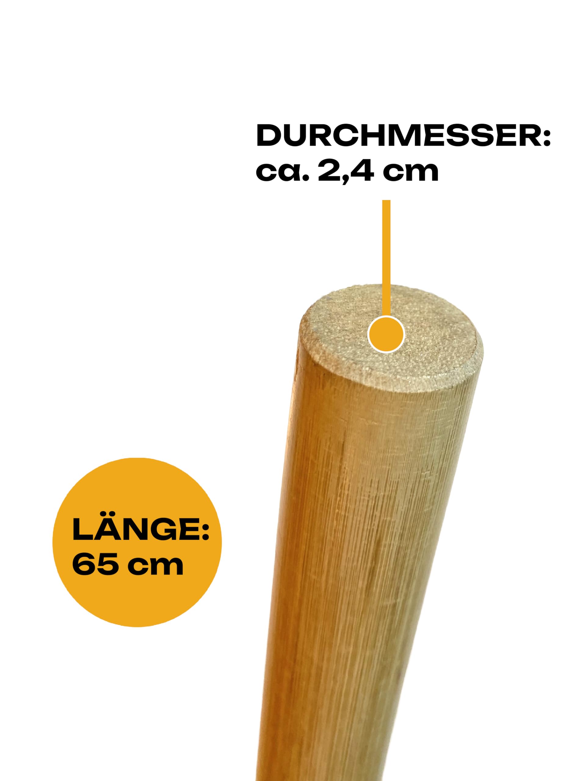 Escrima Stock - Rattan 65 cm - Holz hell - Glatt geschliffen ohne Außenschale