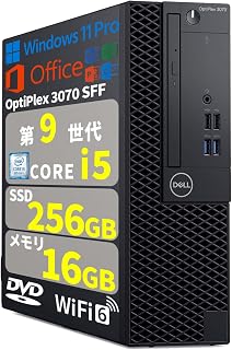 【翻新】台式电脑 DELL Optiplex 3070 SFF/Win 11/MS Office 2019/第9代Corei5-9500/内存 16GB/SSD 256GB/无线WIFI/DVD驱动器/USB 3.1/HDMI/DP/初始设置