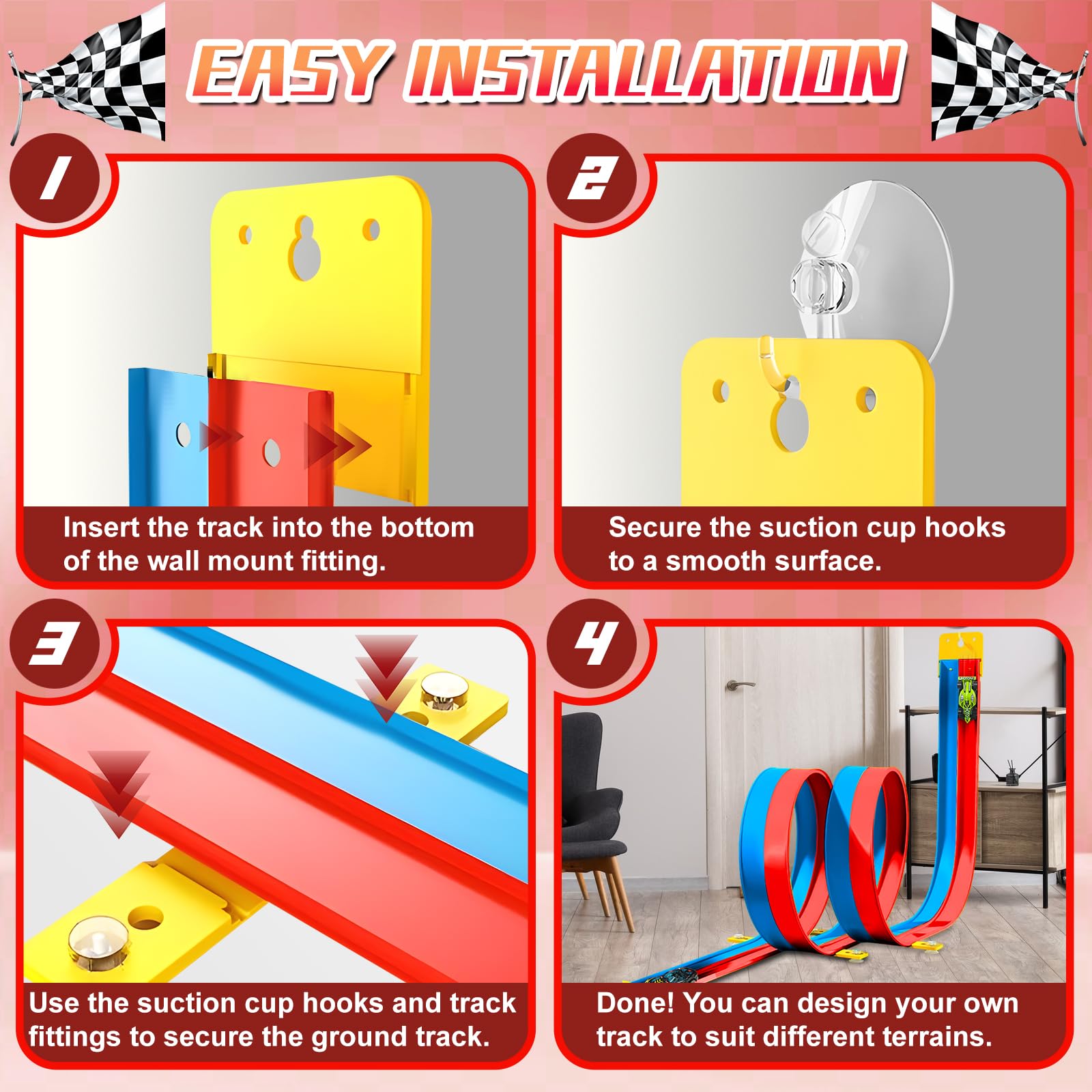 KISPATTI Car Track 5M, Double Lane Flexible Toy Car Speed Race Track Includes 6 Cars & Storage Bag - Image 4