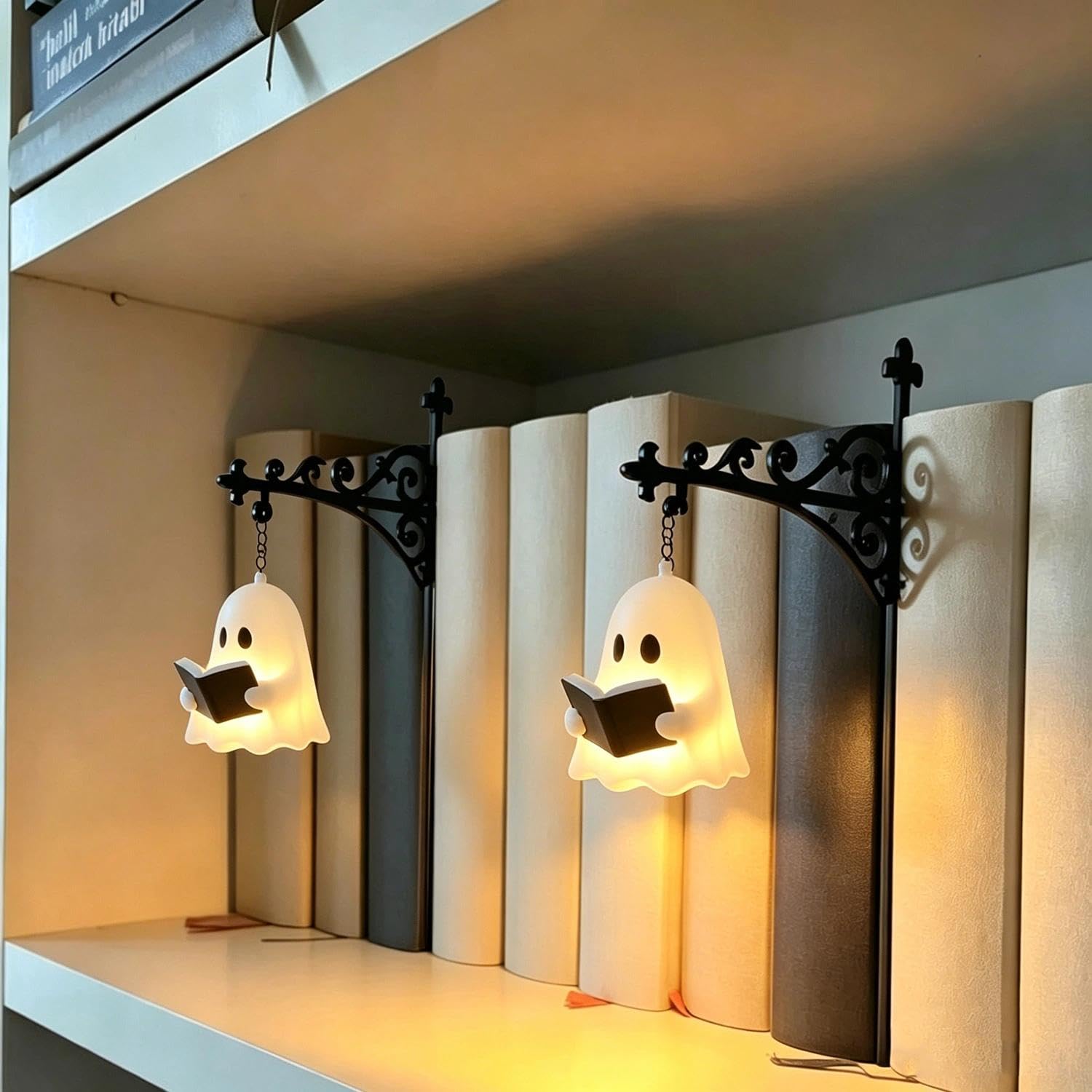 Library Lantern-Decorative Bookshelf Lighting, Reading Book Shelf Lights (Ghost 2Pcs)