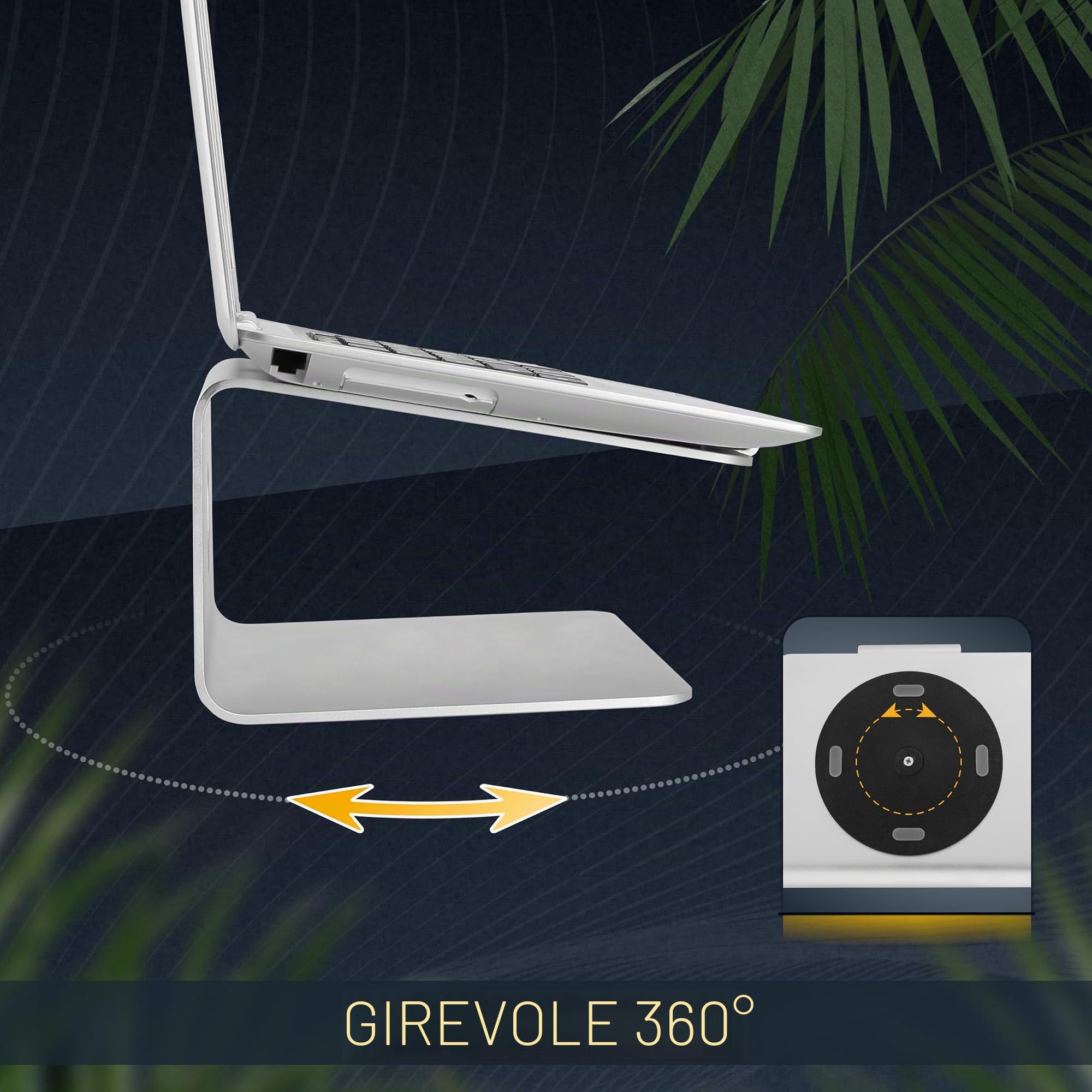 RICOO Supporto PC portatile MTS-02 Rialzo laptop per scrivania Compatibile con Mac-Book Piedistallo da tavolo Per schermo notebook Argenteo