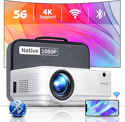 Giaomar - Proyector WiFi 5G proyector Bluetooth de 12000 L proyector nativo 1080P Full HD compatible con 4K proyector de película compatible con