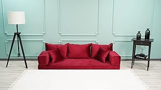 Velvet Red Color Floor Couches, Velvet Fabric Cushions, Velvet Sofas, Velvet Floor Sofas, Velvet Sectional Sofa, Velvet Floor Seating (4'' Thickness Sofa)