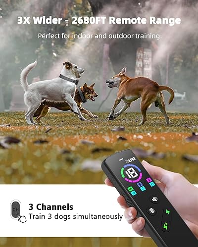 Miniatura 7 de Collar de entrenamiento para perros con mando a distancia, impermeable IP67, 2680 pies, collar de choque para perros pequeños, medianos y grandes,