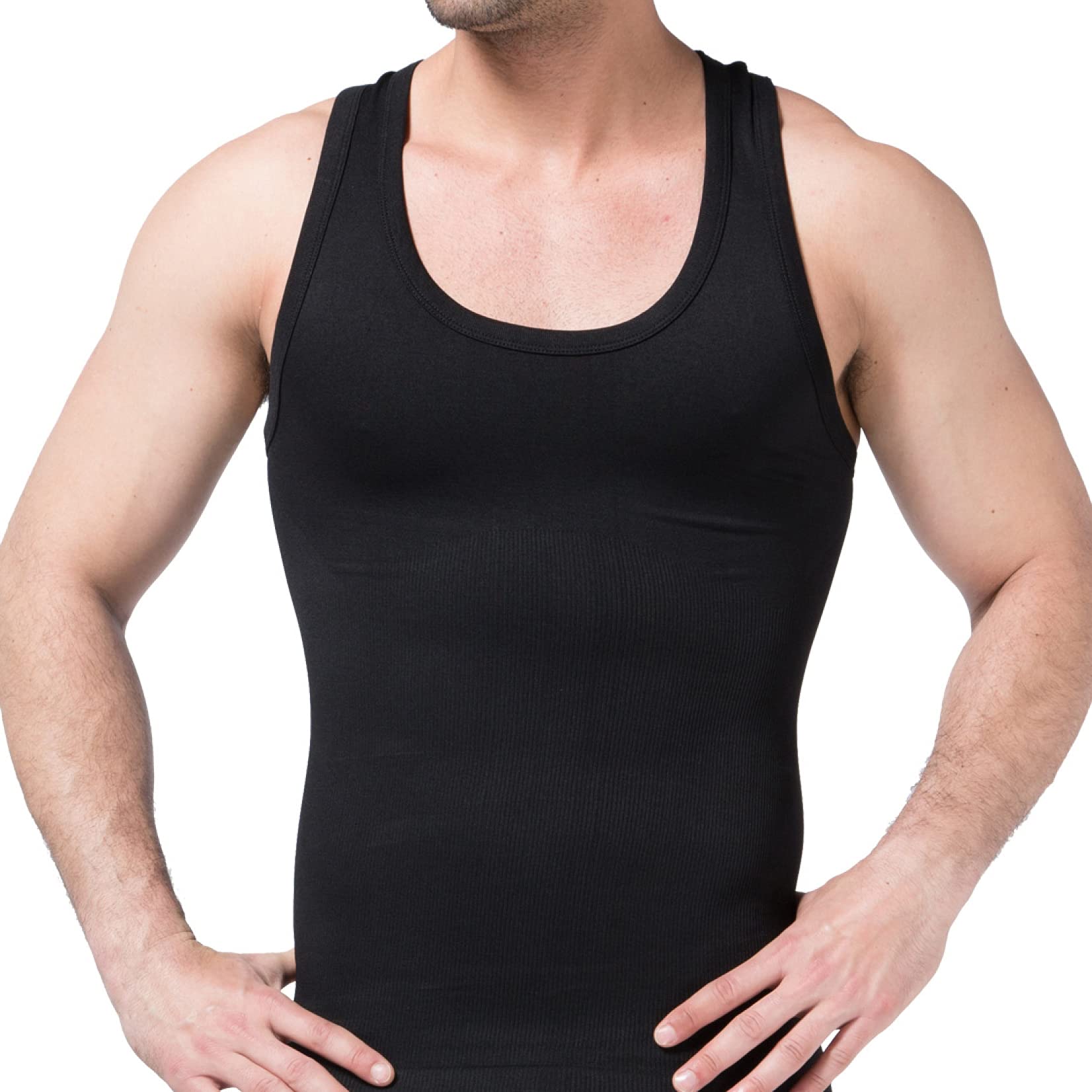 Herren bauchweg-Shape-Weste, Kompressionsshirt – eng anliegende Body-Shaper-Weste mit Rundhalsausschnitt für fitnessstudio und Fitness