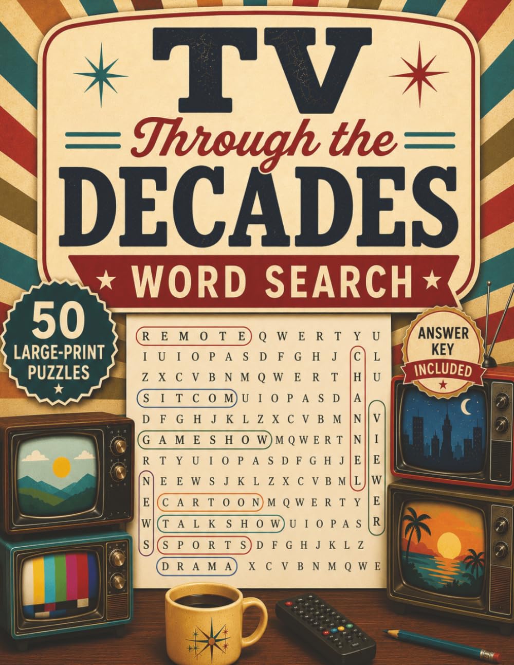 TV Through the Decades: 50 Large Print Puzzles to Relive the Good Old Days (Memory Lane Word Search Series)