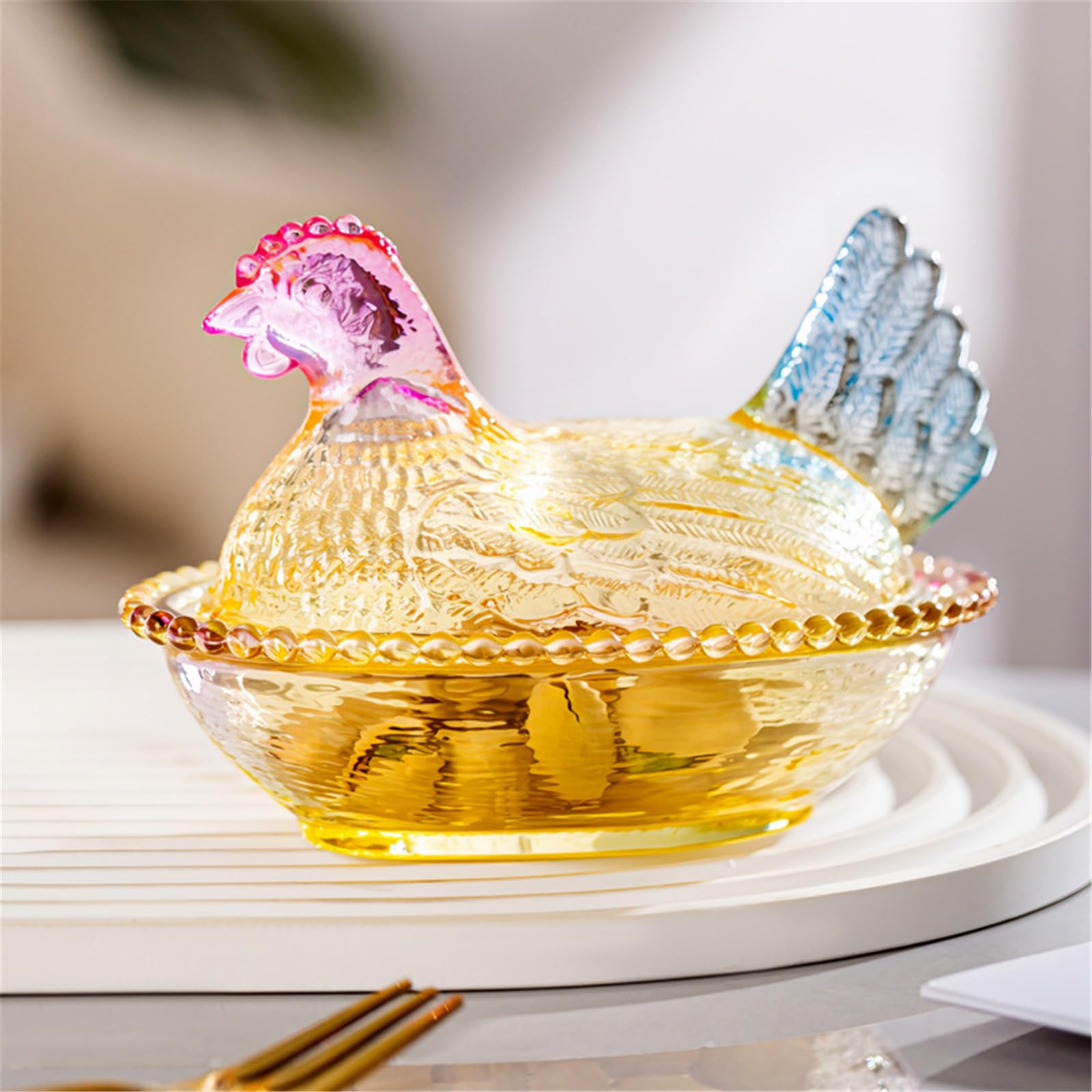 Hen on Nest Glass Dish, Vintage Glass Hen on Nest Dish with Lid