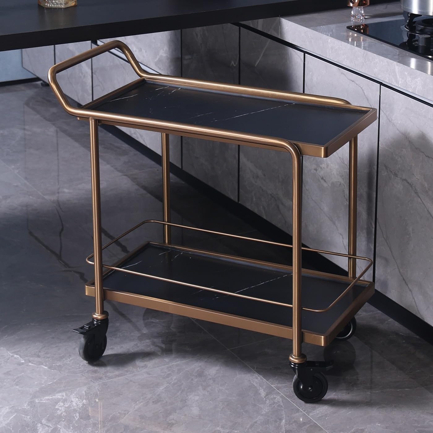 JYBNBBE 2 & 3 Tier Stainless Steel Rolling Tool Cart with 4 Lockable Silent Wheels Utility Cart for Garage Workshop Warehouse Home Office HeavyDuty Mobile Storage Solution,A