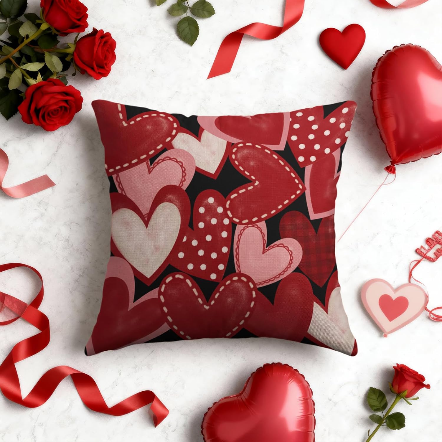 Valentines Pillow Covers 18X18 Set of 2, Valentine's Day Throw Pillow Covers Outdoor Farmhouse Holiday Anniversary Wedding Decorations Cushion Case Couch Sofa Bed Decor - Image 8