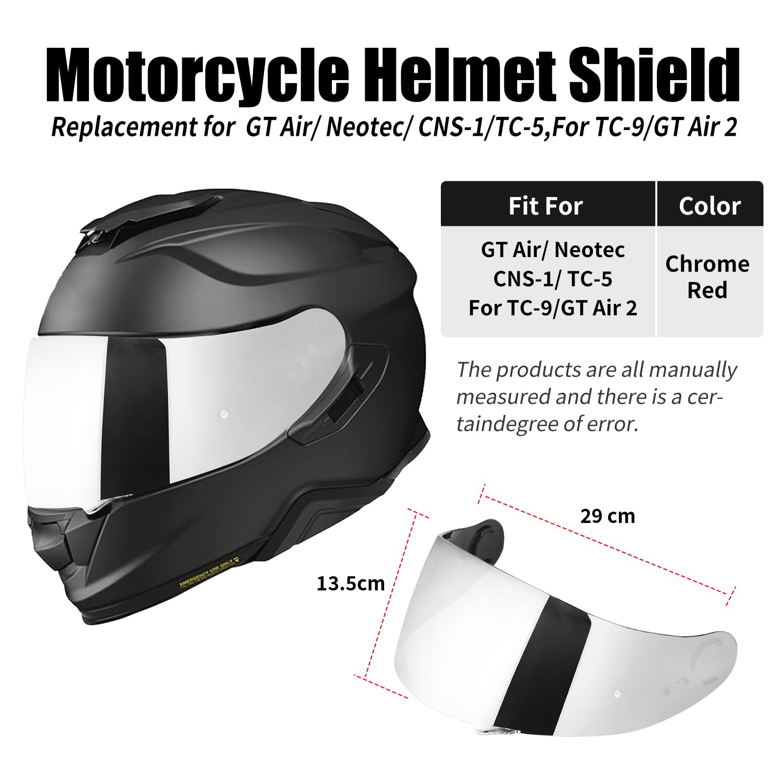 Motorradhelm Visier für GT Air Neotec CNS-1 TC-5 TC-9 GT Air 2 | Helmvisier Motorrad Windschutz Helm Objektiv Visier Vollgesichts,Helmvisiere Zubehör Ersatz