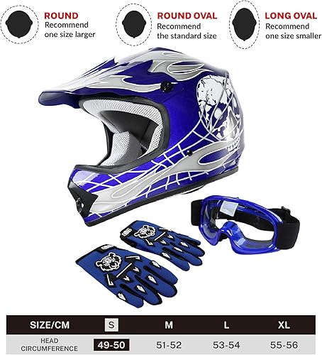 Miniatura 4 de SLMOTO - Casco de motocross para niños y jóvenes, casco de motocicleta BMX, MX, cuatrimoto todoterreno, motocross, aprobado por el Departamento de