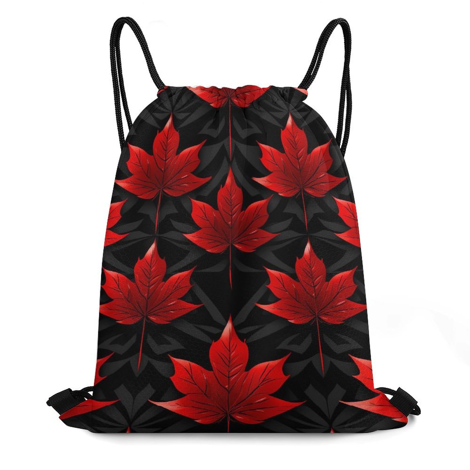 Canada Flag Maple Leaf Drawstring Backpack Durable Sport Gym Bags Daypack for Men Women 35 * 42cm