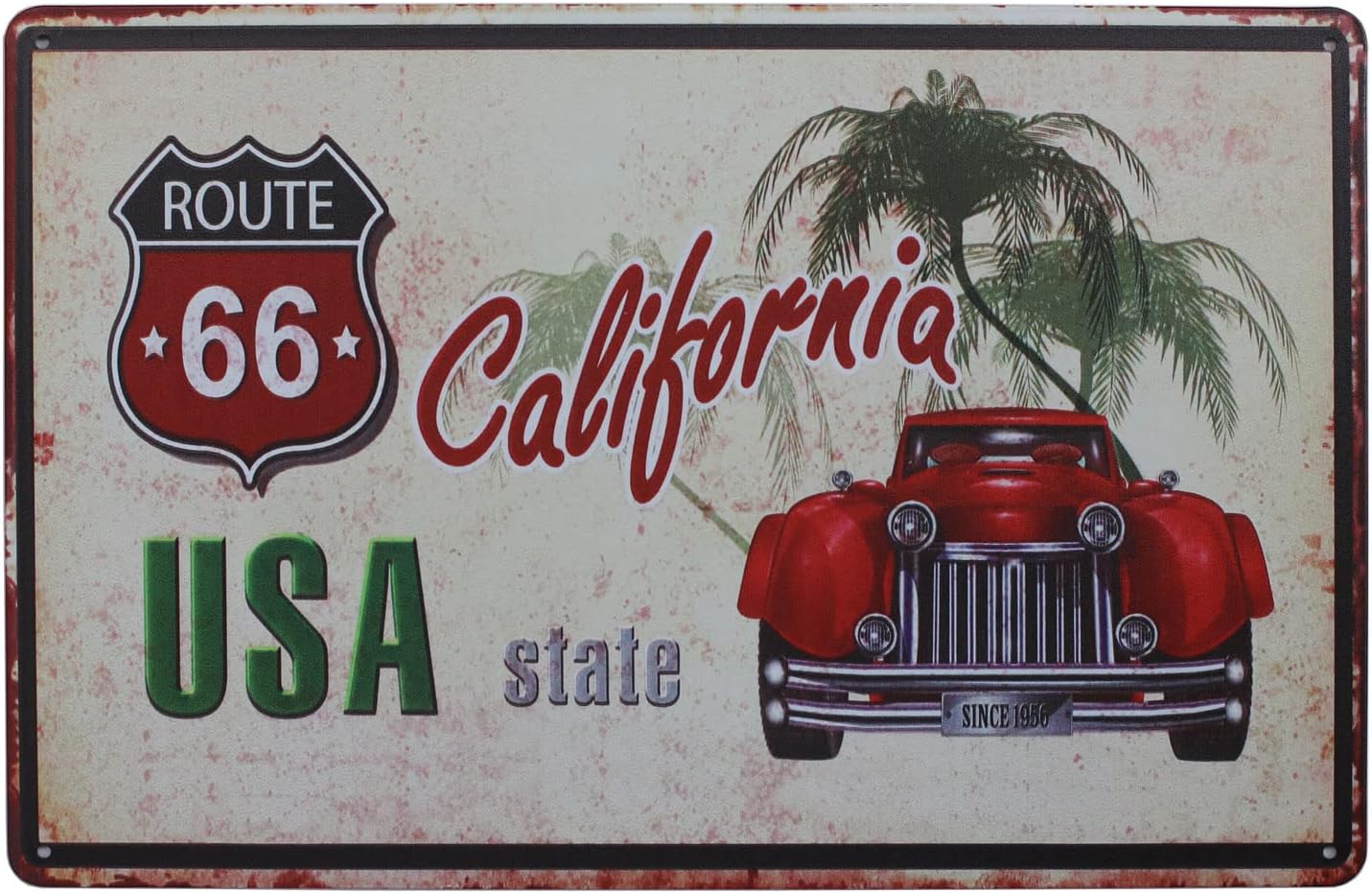 ARTCLUB Letrero de metal retro de la ruta 66 del estado de Estados Unidos, California, placa vintage, decoración de pared para el hogar
