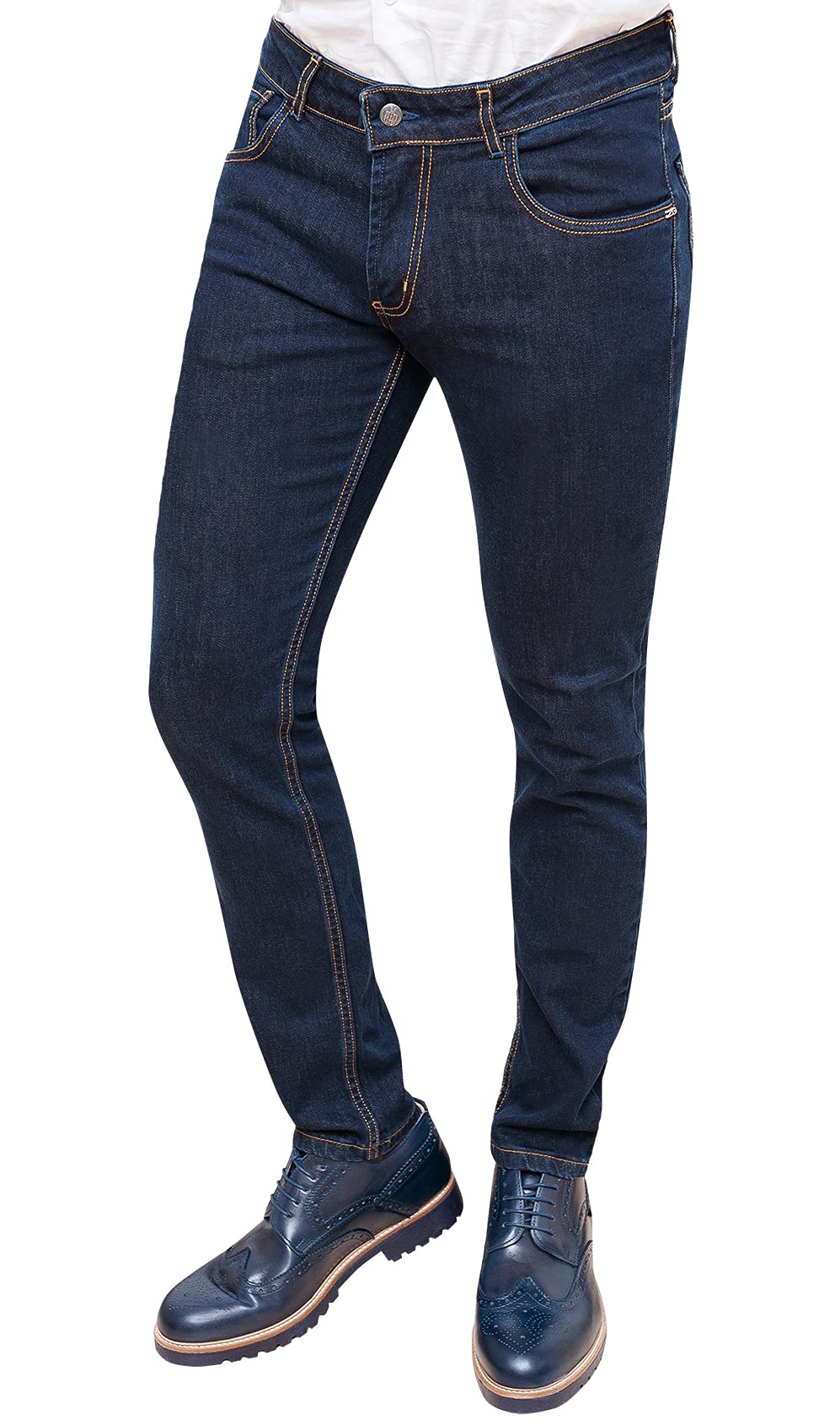 Evoga Jeans Uomo Pantaloni Slim Fit Aderenti Blu Denim Casual