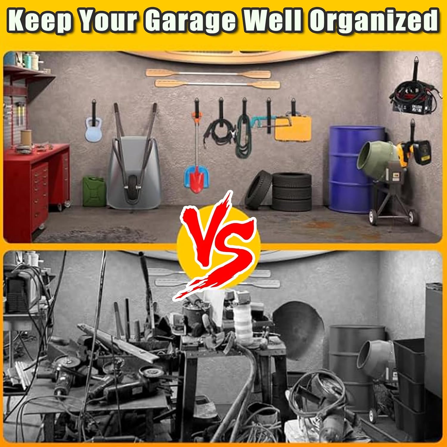 One Hand Operation-1s Tighten by Gravity-Adjustable Extension Cord Organizer Holder Heavy Duty Storage Straps with Triangle Buckle Extension Cord Wall Organizers for Garage and Shed Storage (4Pcs)