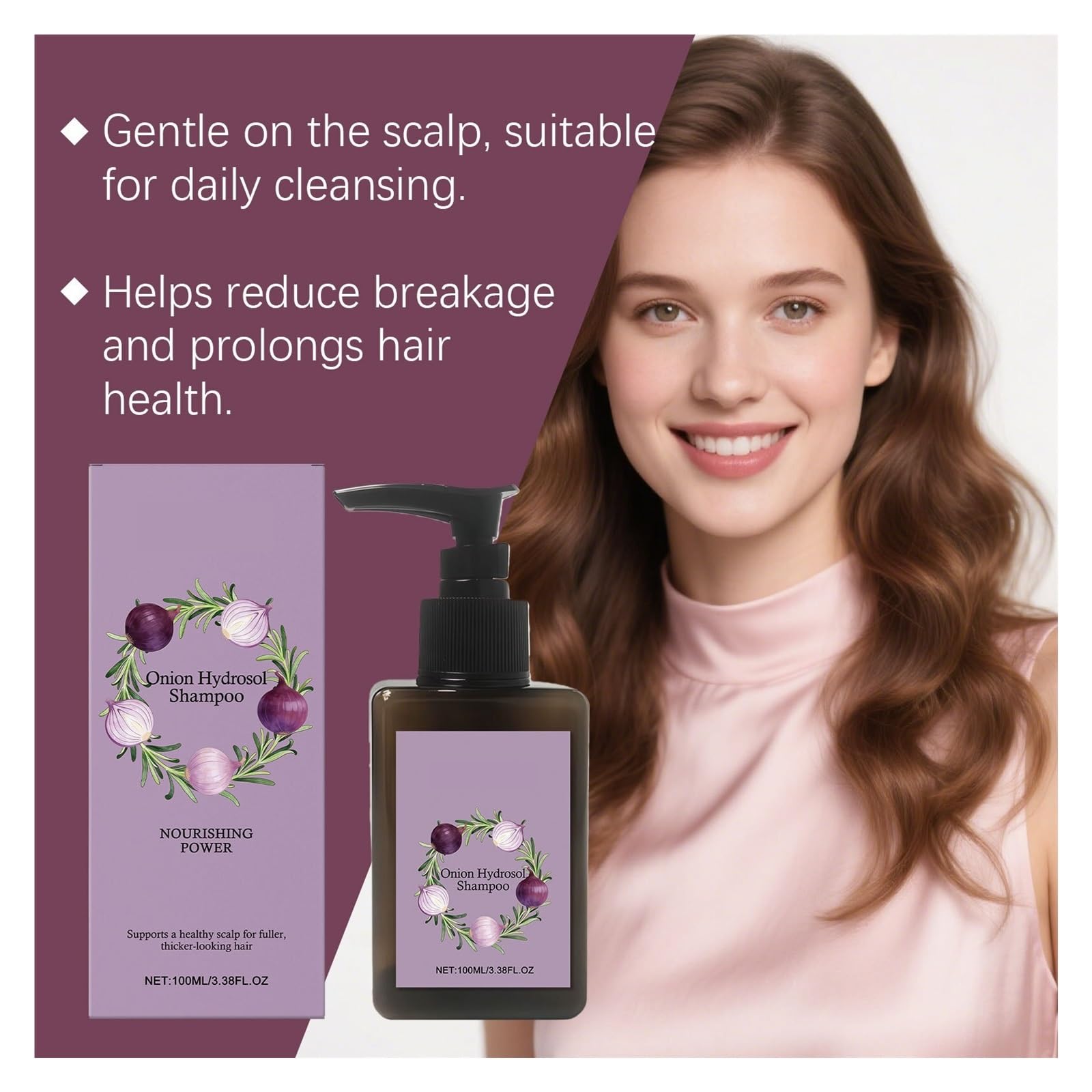 Champú de hidrosol cebolla | Mantenga un diseño de cabello saludable, mejore la fuerza del cabello y reduzca la fragilidad.(2pcs)