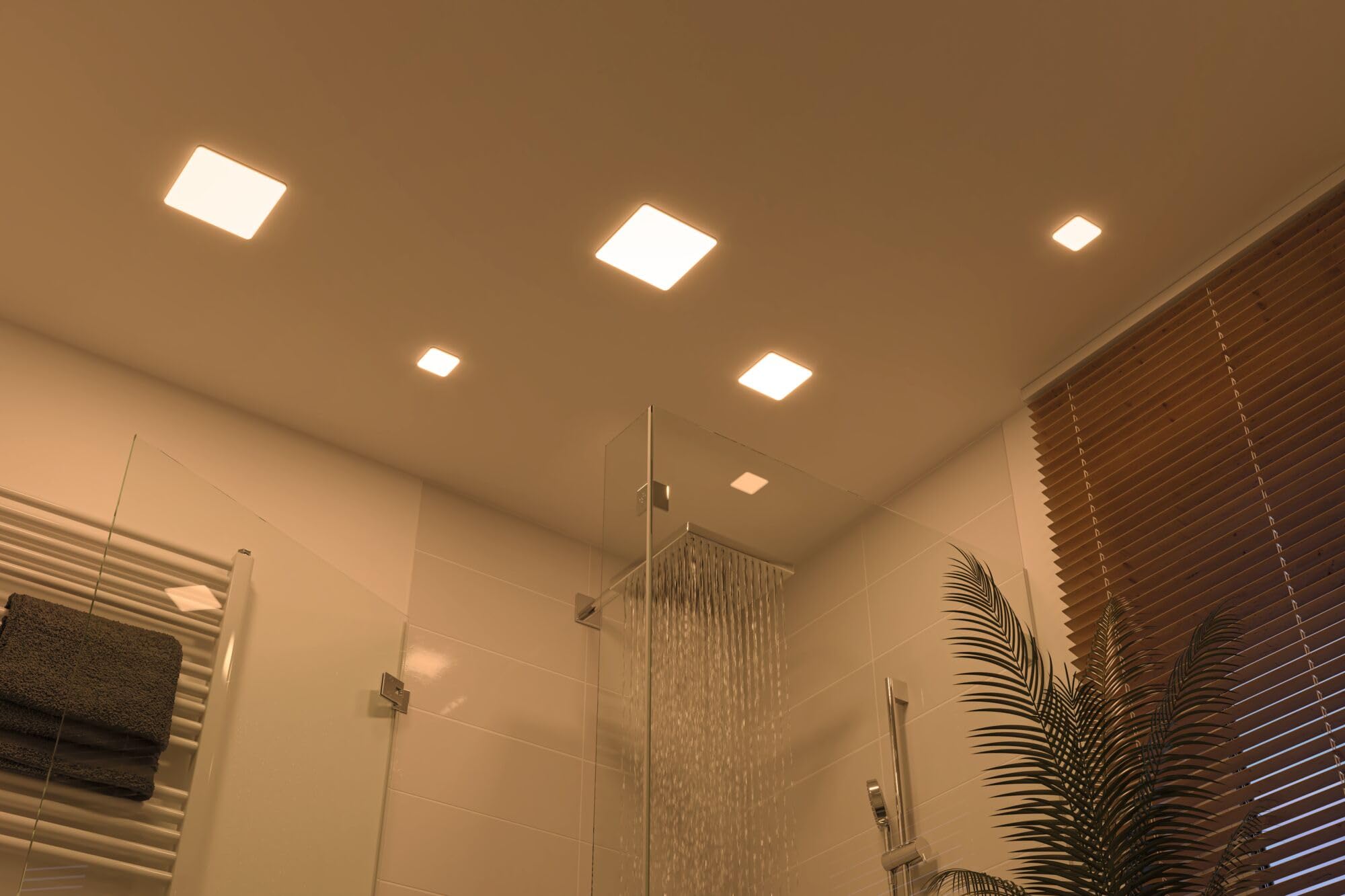 Paulmann 92395 Panel LED, oprawa wpuszczana Veluna VariFit, IP44 185x185mm czworok., w kompl. oprawa sufitowa 1x17 W satyn. tworzywo sztuczne 3000 K