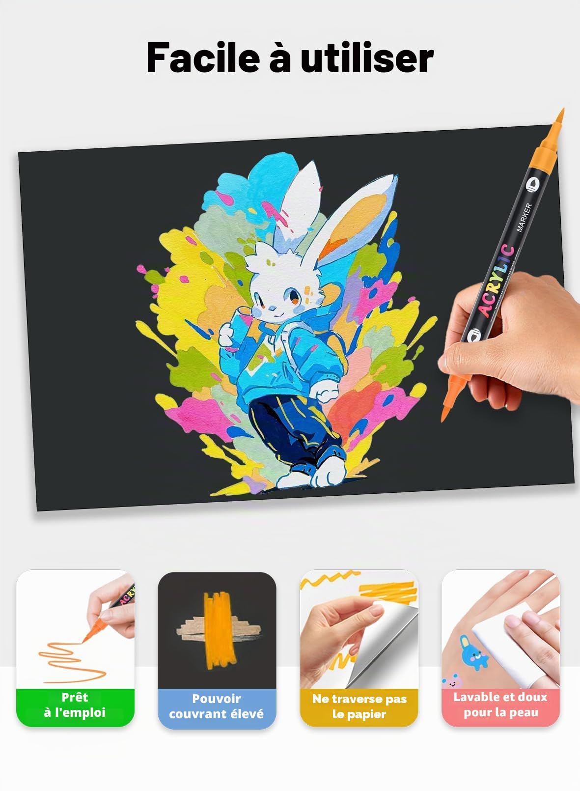 120 Couleurs Marqueur Acrylique Feutre Acrylique Double Pointe
