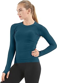 Seamless Long Sleeve Workout Shirt for Women - Slim Fit Yoga & Running Top